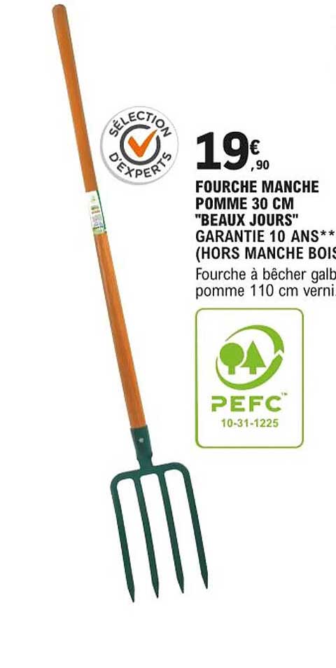 Fourche Manche Pomme 30 Cm "beaux Jours"