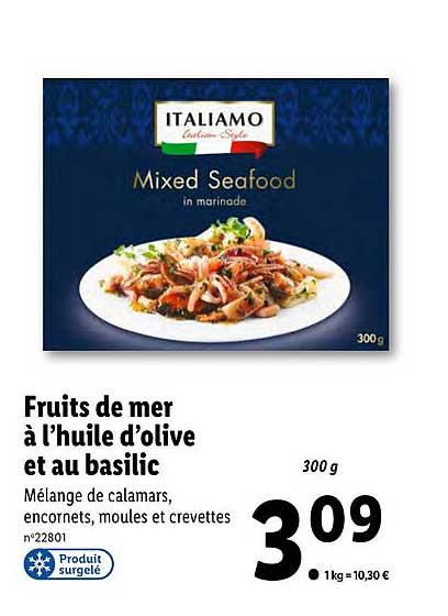 Fruits De Mer à L'huile D'olive Et Au Basilic Italiamo