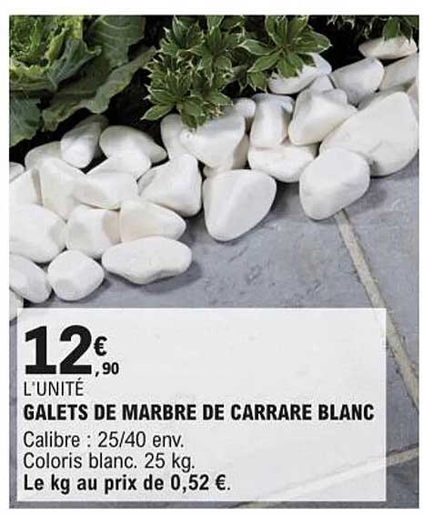 galets de marbre de carrare blanc