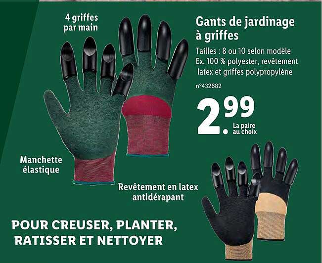 gants de jardinage à griffes