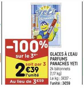 glaces à l'eau parfums panachés yeti