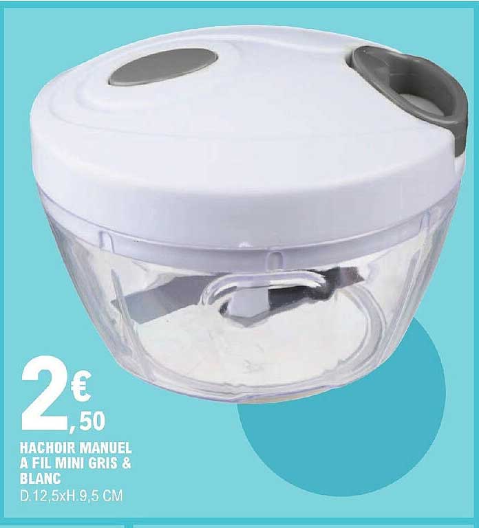Hachoir Manuel à Fil Mini Gris & Blanc