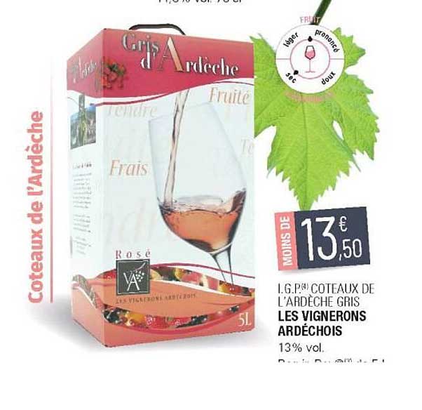 i.g.p. côteaux de l'ardèche gris les vignerons ardéchois