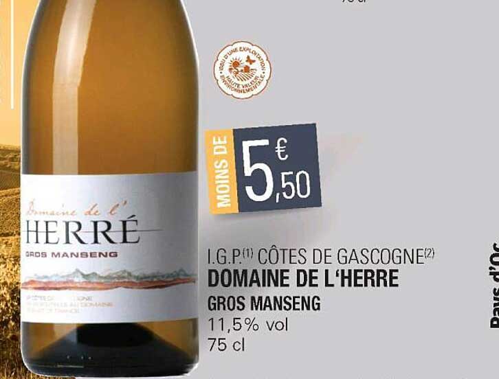 i.g.p. côtes de gascogne domaine de l'herre gros manseng