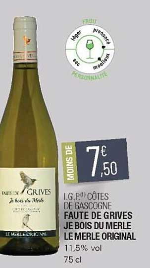 i.g.p. côtes de gascogne faute de grives je bois du merle le merle original