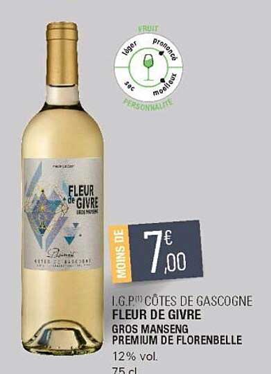 i.g.p. côtes de gascogne fleur de givre gros manseng premium de florenbelle
