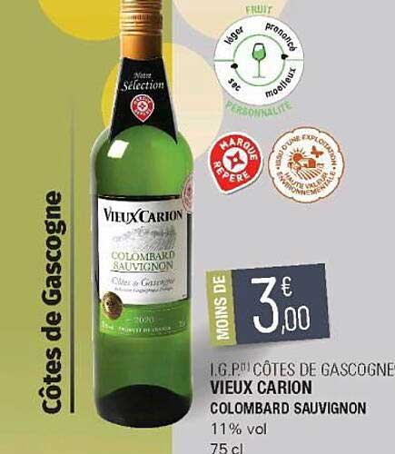 i.g.p. côtes de gascogne vieux carion colombard sauvignon