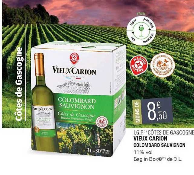 i.g.p. côtes de gascogne vieux carion colombard sauvignon