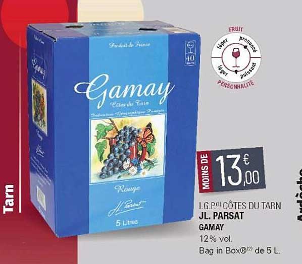 i.g.p. côtes du tarn jl. parsat gamay