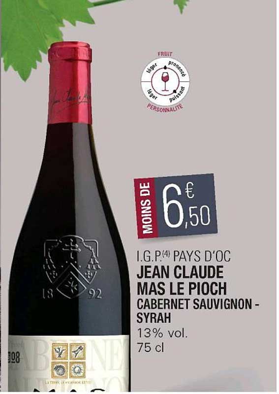i.g.p. pays d'oc jean claude mas le pioch cabernet sauvignon - syrah