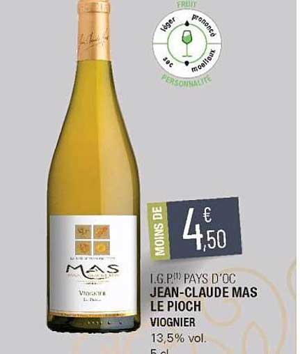 i.g.p. pays d'oc jean-claude mas le pioche viognier viognier