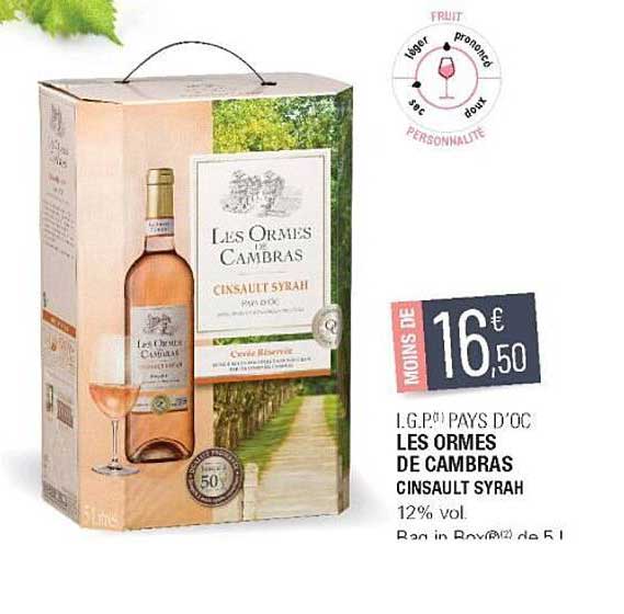 i.g.p. pays d'oc les ormes de cambras cinsault syrah
