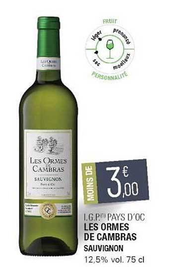 i.g.p. pays d'oc les ormes de cambras sauvignon