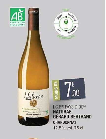 i.g.p. pays d'oc naturae gérard bertrand chardonnay