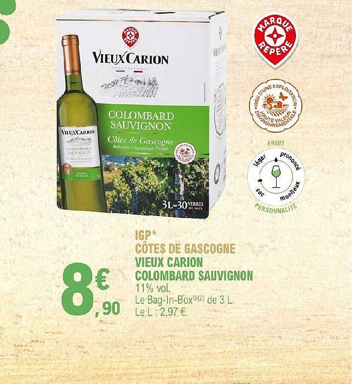 igp côtes de gascogne vieux carion colombard sauvignon