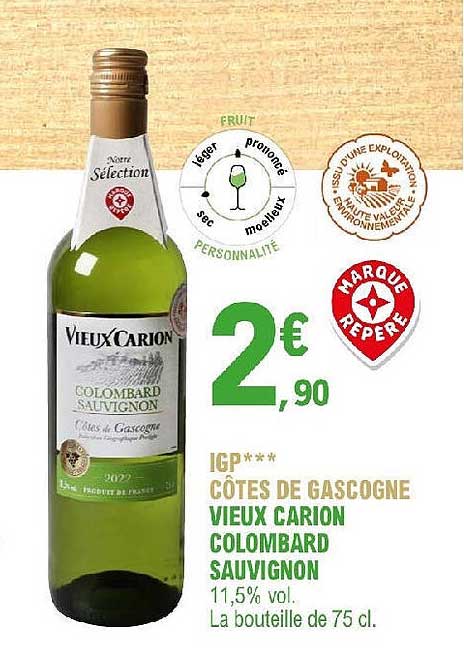 igp côtes de gascogne vieux carion colombard sauvignon