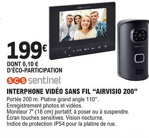 interphone vidéo sans fil "airvisio 200" scs sentinel