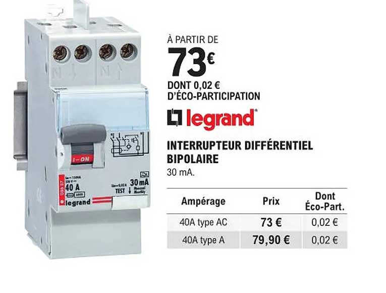interrupteur différentiel bipolaire schneider electric