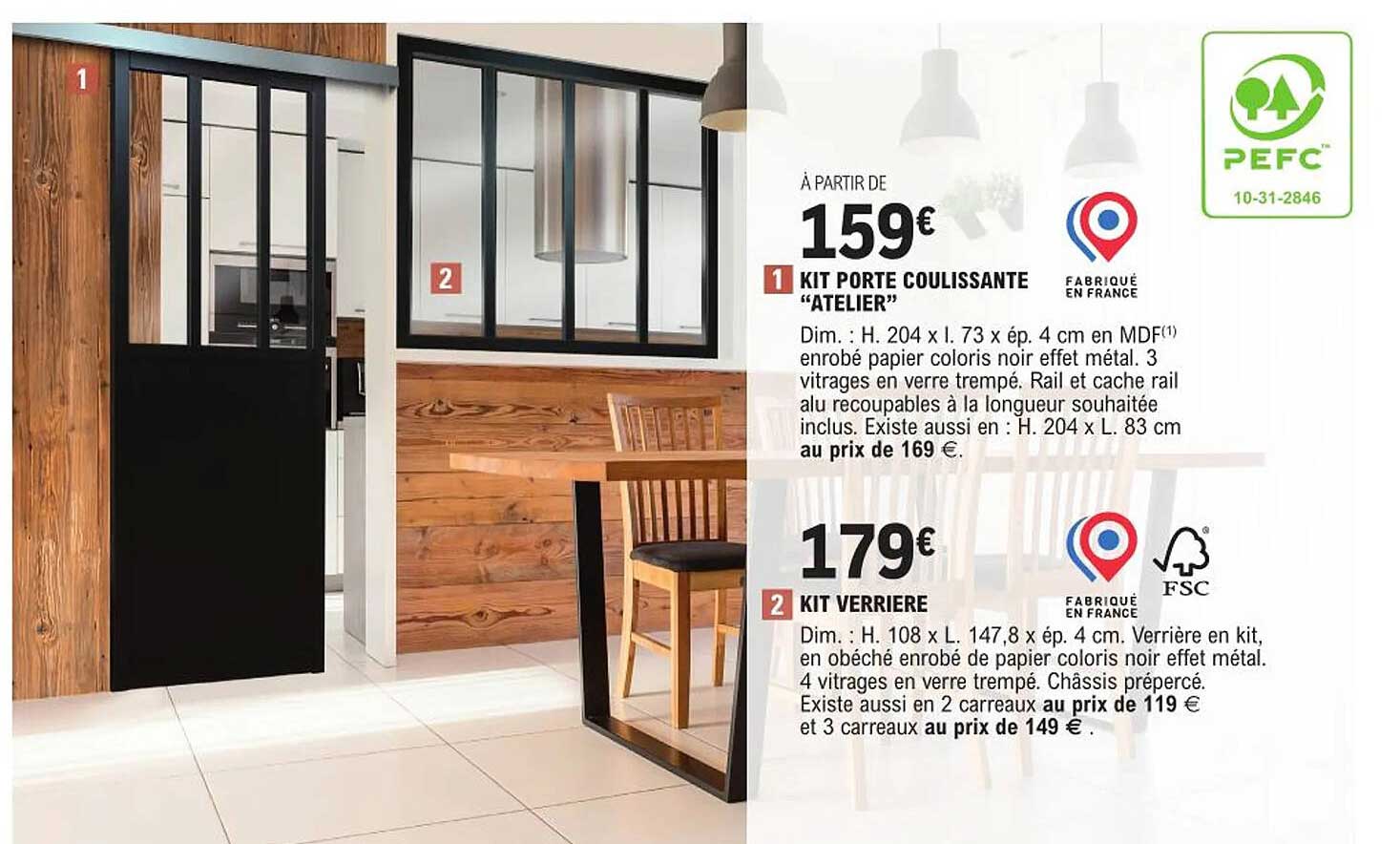 Kit Porte Coulissante "atelier", Kit Verrière