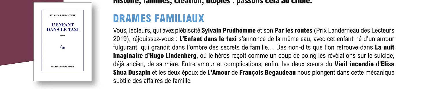 l'enfant dans le taxi - sylvain prudhomme