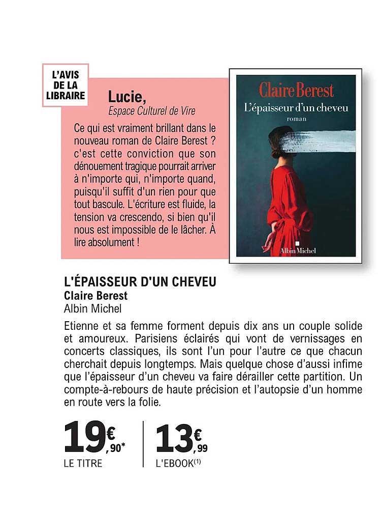 l'épaisseur d'un cheveu - claire berest