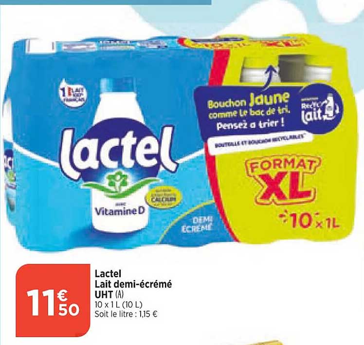 lactel lait demi-écrémé uht