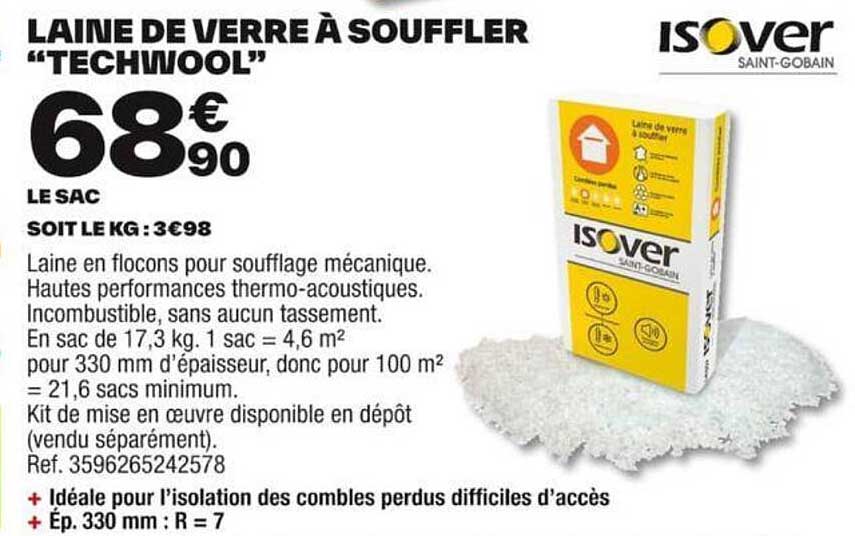 laine de verre  à souffler "techwool" isover