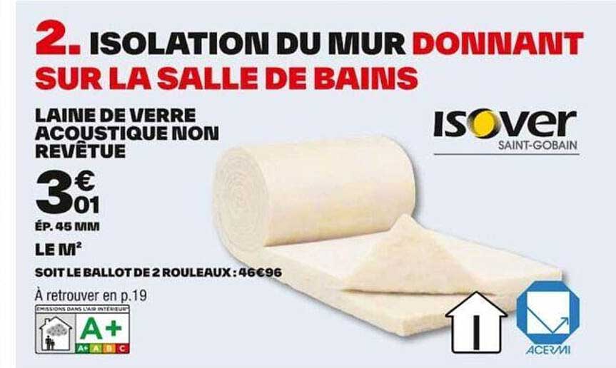 laine de verre acoustique non revêtue isover