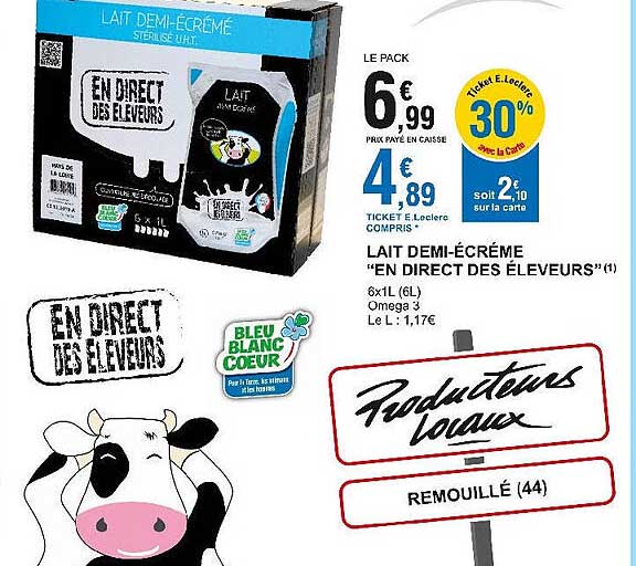 lait demi-écrémé "en direct des éleveurs"