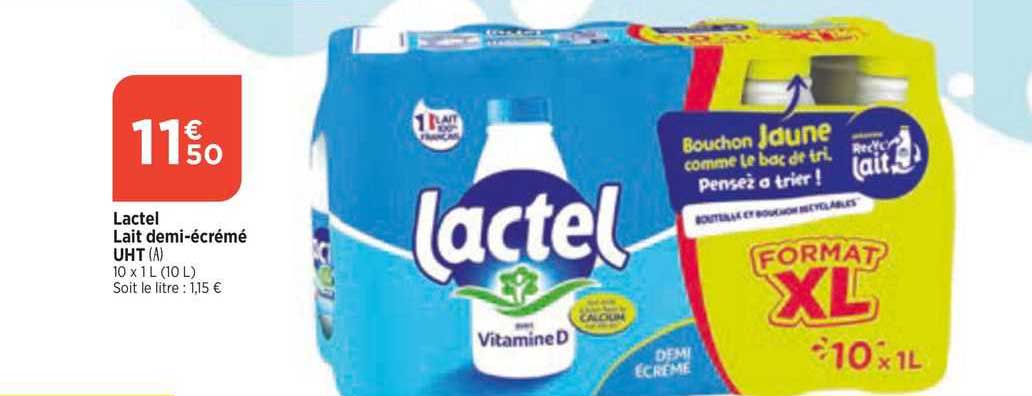 lait demi-écrémé uht lactel