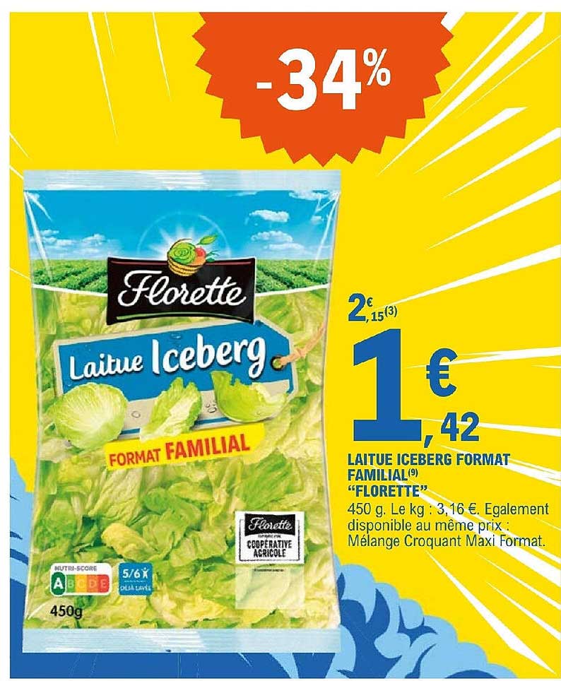 laitue iceberg format familial "florette"