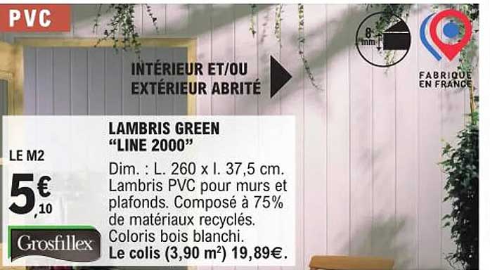 lambris green "line 2000" grosfillex