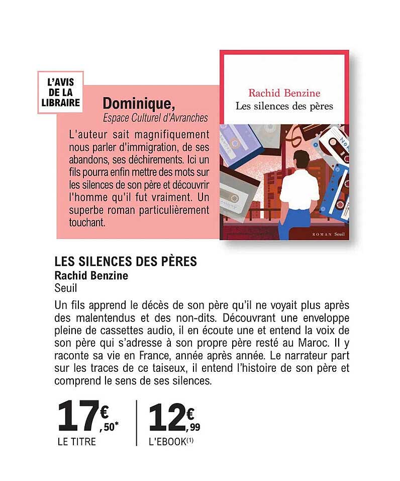 les silences des pères - rachid benzine