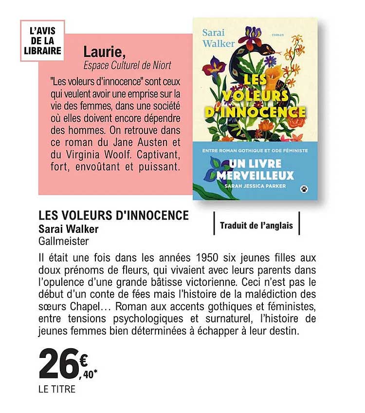 les voleurs d'innocence - sarai walker