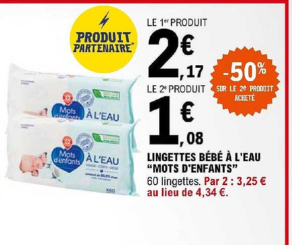 lingettes bébé à l'eau "mots d'enfants"