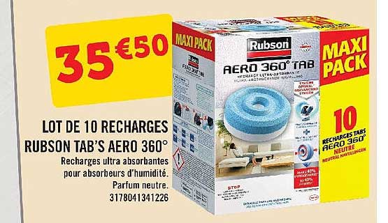 lot de 10 recharges rubson tab's aéro 360°