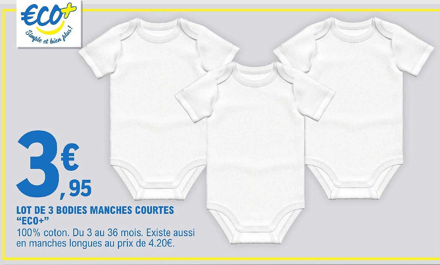 Lot De 3 Bodies Manches Courtes "éco+"