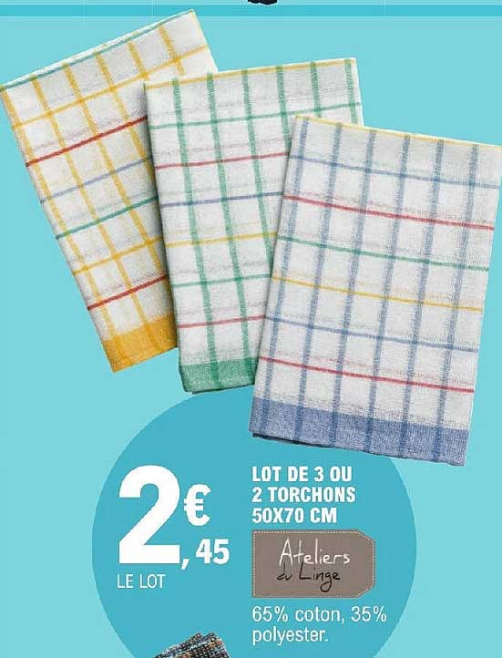 Lot De 3 Ou 2 Torchons 50 X 70 Cm Ateliers à Linge