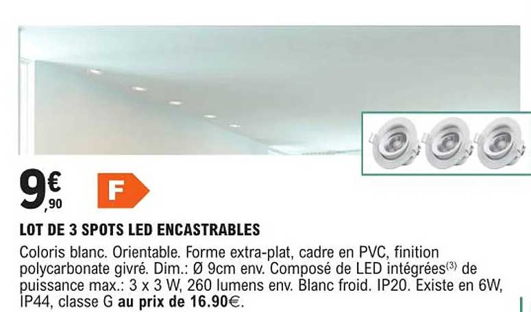 lot de 3 spots led encastrables