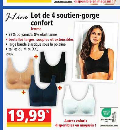 lot de 4 soutien-gorge confort femme j-line