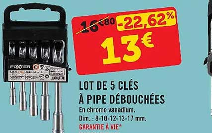 lot de 5 clés à pipe débouchées