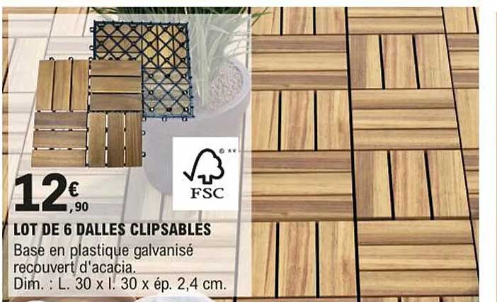 lot de 6 dalles clipsables