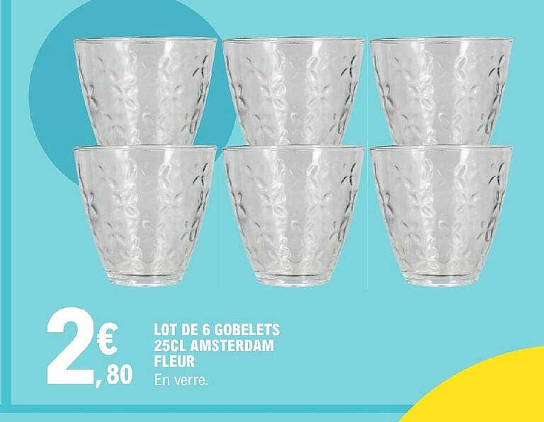 lot de 6 gobelets 25cl amsterdam fleur