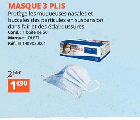 masque 3 plis joleti