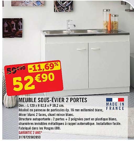 meuble sous-évier 2 portes