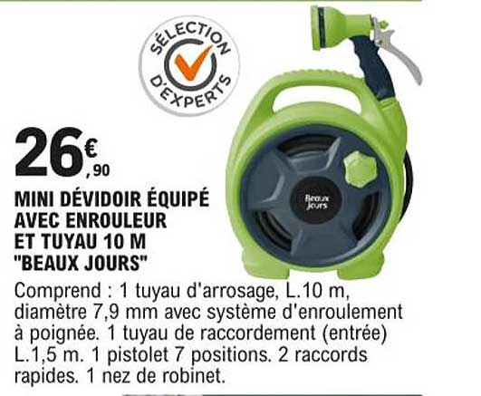 mini dévidoir équipé avec enrouleur et tuyau 10 m "beaux jours"