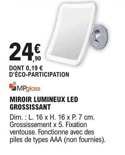 miroir lumineux led grossissant mPglass