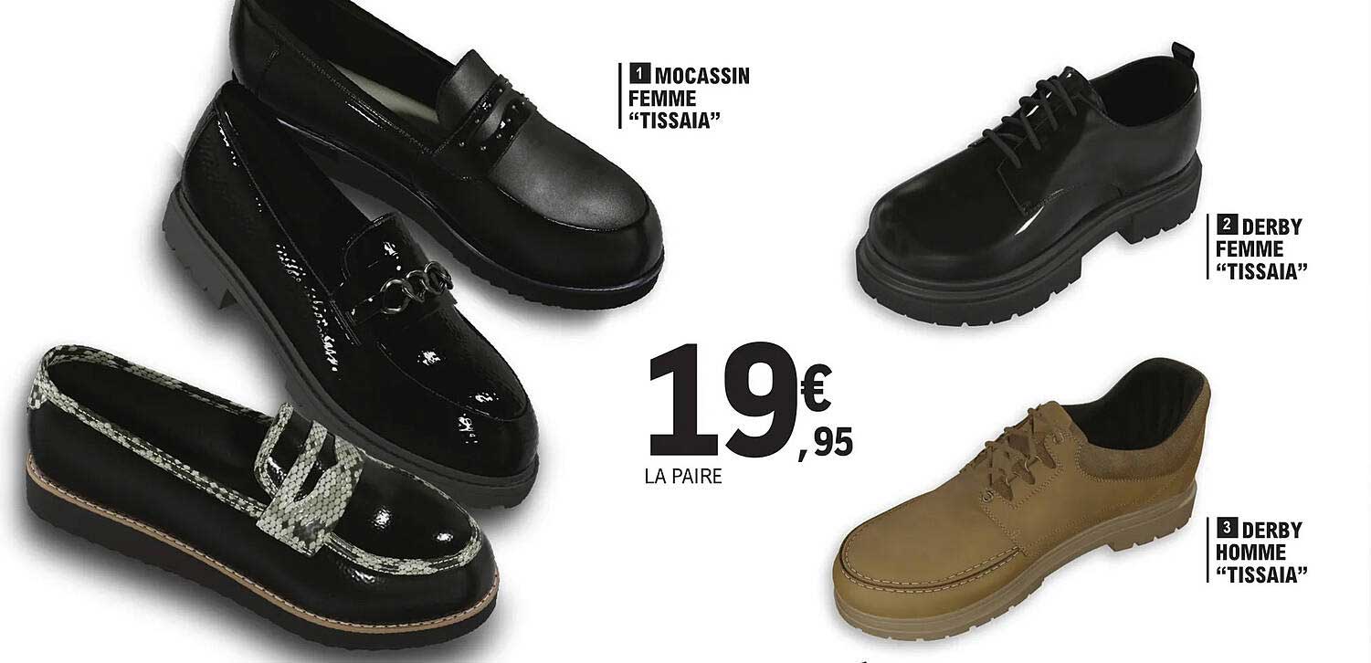 Mocassin Femme "tissaia", Derby Femme "tissaia", Derby Homme "tissaia"