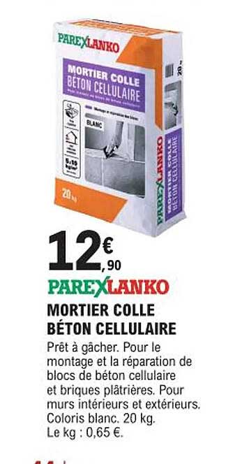mortier colle béton cellulaire parexlanko