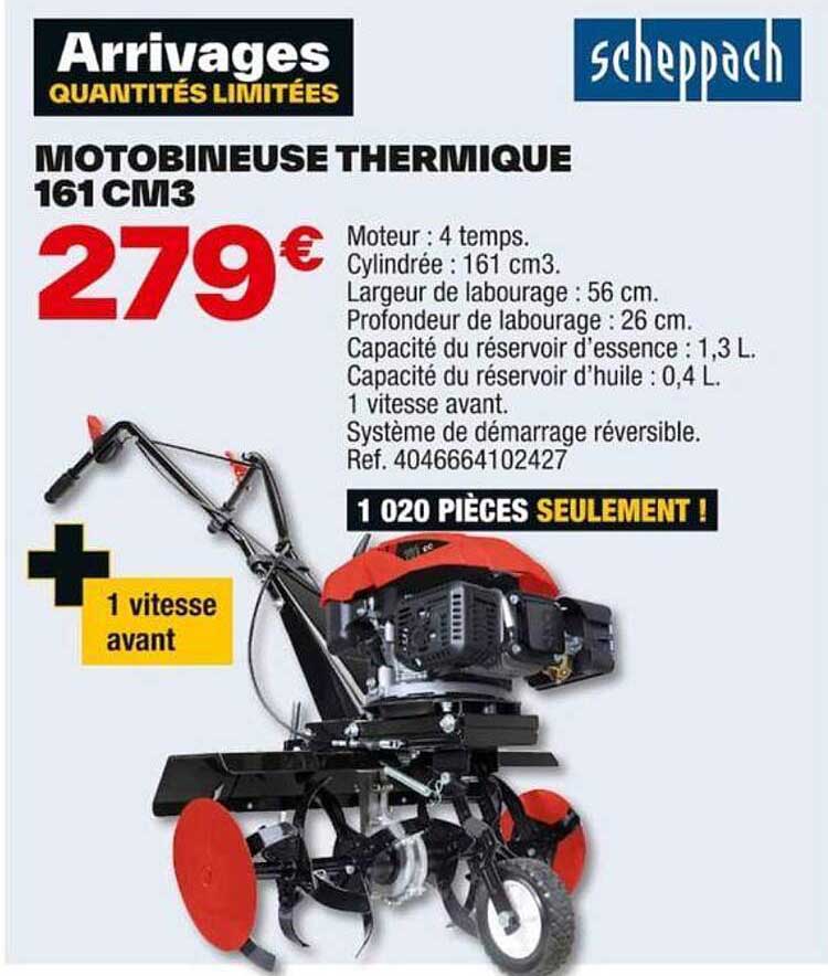 Motobineuse Thermique 161 Cm³ Scheppach